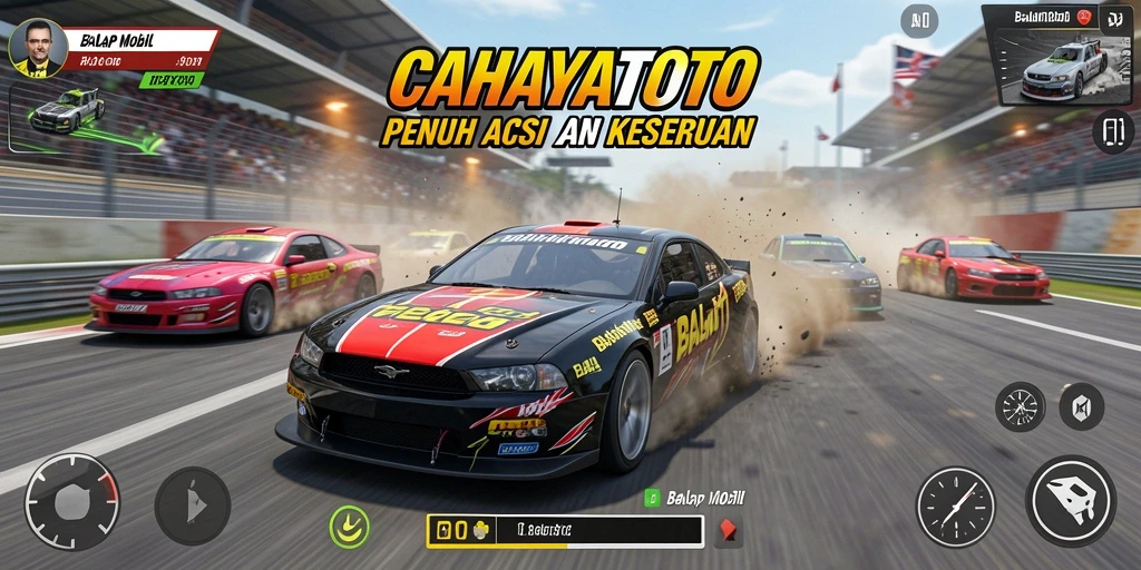 Tampilan antarmuka CAHAYATOTO dalam balapan mobil yang mengesankan.