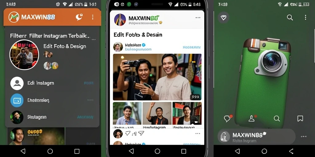 Antarmuka <strong>MAXWIN88</strong> dengan berbagai filter Instagram yang menarik.