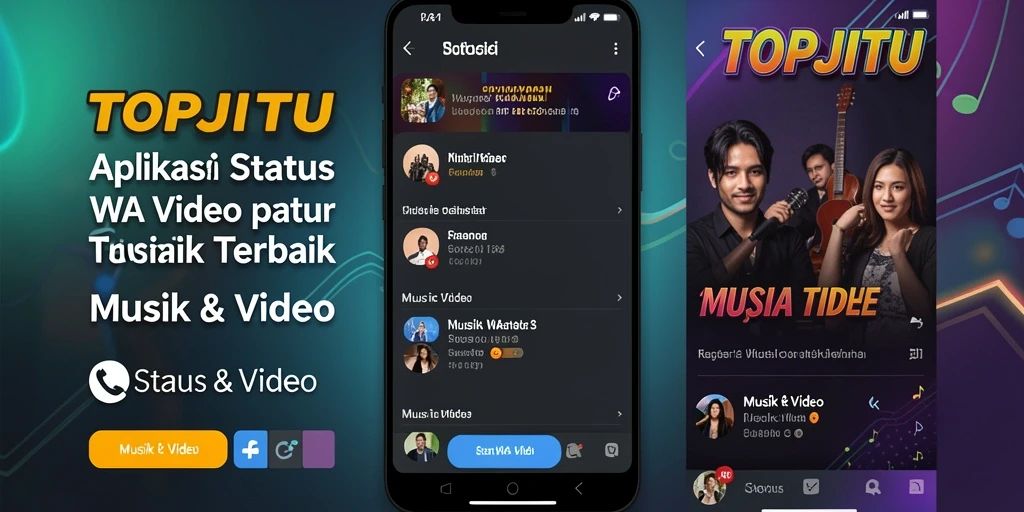 Tampilan antarmuka aplikasi Status WA Video TOPJITU yang menarik dan fungsional.