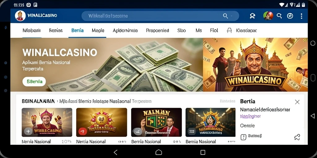 Antarmuka pengguna WINALLCASINO yang menarik dan informatif.