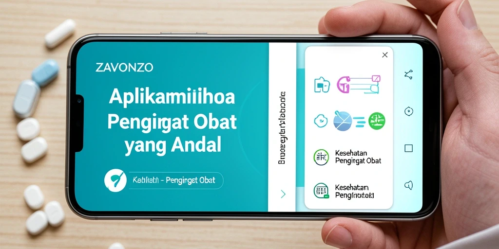Antarmuka akrab ZAVONZO dengan fungsi Pengingat Obat yang mudah dipahami.